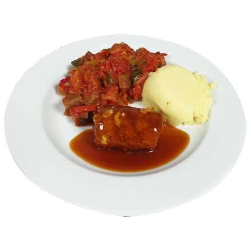 Boomstam (v) Vleesjus Ratatouille aardappelpuree(natrium/zoutarm)